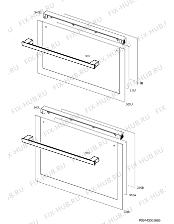 Взрыв-схема плиты (духовки) Zanussi ZCV66060XE - Схема узла Door